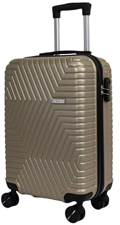 STRAVIA – Del – Valise Moyenne 65 cm – ABS Légère et Résistante – Bagage Rigide – Serrure à Code Sécurisée – 4 Roues Double Ultra Fluides – Gold Champagne – 65 x 44 x 26 cm
