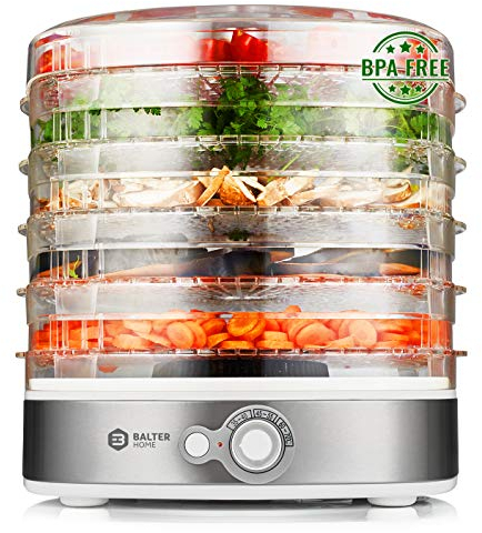 Balter Seco Dörrgerät 380 W mit Temperaturregler von 35-70°C 5 höhenverstellbare Etagen Dörrautomat Dörrgerät Obsttrockner Dörrapparat Temperatureinstellung BPA Frei