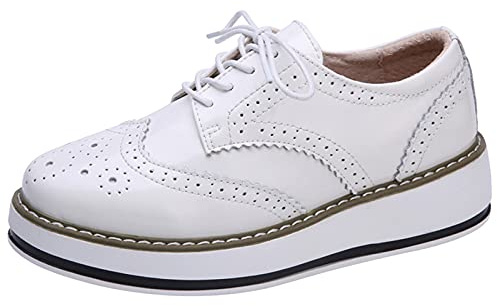 ANUFER Snörning Brogues plattform Creepers orsaksala träningsskor