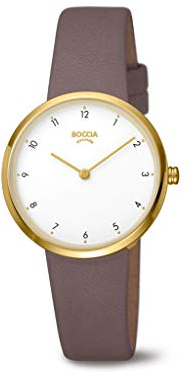 Boccia Damen Analog Quarz Uhr mit Echtes Leder Armband 3315-02
