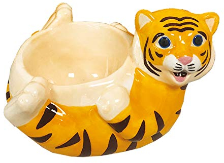 Coquetier Crockery Critters - Tigre de Deluxebase. Coquetiers mignons en céramique en forme d'animaux pour enfants et adultes