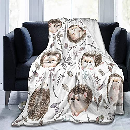Abaysto Hedgehog Flannel Throw Blanket - Soft Fluffy Gift for Bed, Sofa, Couch - Christmas/Thanksgiving - 60x80 Inches (150x200cm)