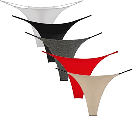 KOEMCY 5 Piezas Tangas para Mujer Sin Costura Tanga G String Thong Sexy T Back Bragas Tangas de Algodón Cintura Baja Braguitas (S)