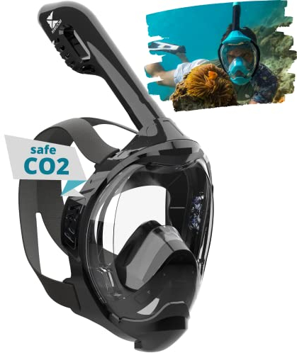 Khroom Schnorchelmaske Erwachsene & Kids ab 3 Jahre | CO2 sicher | Vollgesichtsmaske mit Easy-Breath System | Schnorchelset Alternative | Seaview Y Tauchmaske Schnorchelmaske Kinder