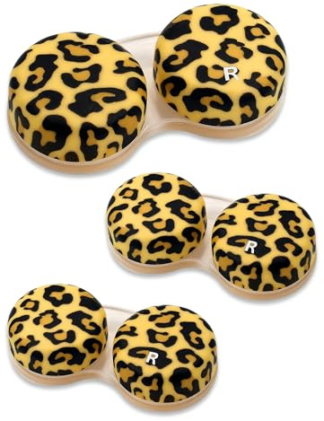 SPORTS WORLD VISION 3 st OptiCool kontaktlinsfodral - Leopard Design kontaktlinsfodral - Söt skruvlockshållare för kontaktlinser Samma stil per beställning