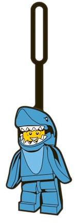 Lego 52540 Étiquette de bagage en silicone pour voyage, valise, sac à dos, sac de plage d'été – Shark Suit Guy (52540) avec surface inscriptible au dos pour identification d'identification. Mesure