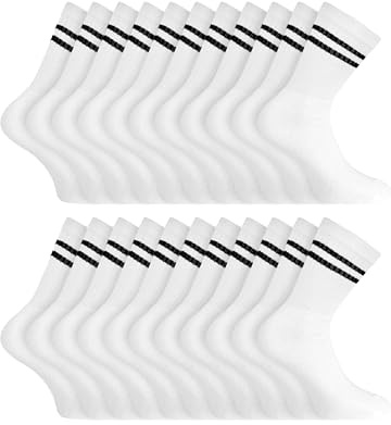 Basic Treasure Lot de 20 Paires Chaussettes de Tennis Unisexe Coton – 39/42 – Blanc – Homme et Femme, Sport et Travail