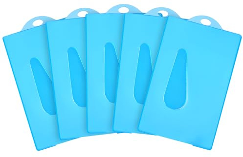 Vicloon 2-Card Badge Holder, 5pcs Plastic Vertical ID Card, Clear Badge Holders ID Card Badge Holder for Office School IDs Credit Cards Driver’s Licenses and Passes (Blue)