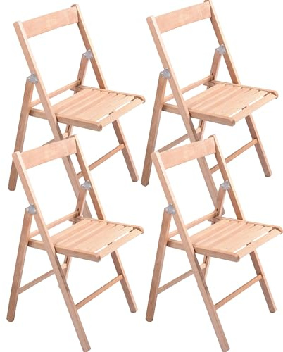 HOUSE COLLECTION, SET DA 4 SEDIE PIEGHEVOLI, SEDIA CLASSICA IN LEGNO, NATURALE, 44x44x80cm (HSC1394x4)
