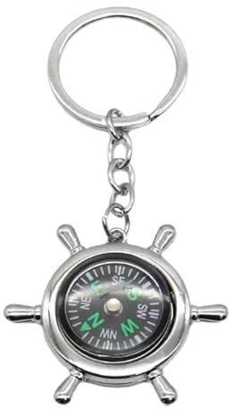 Survival-Kompass-Schlüsselanhänger, Taschen-Kompass-Schlüsselanhänger | Outdoor-Survival-Anhänger aus Metall | Simuliertes Ruder-Design-Überlebenswerkzeug für Feldübungen, Wandern, Camping, Erkundung,