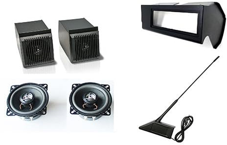 Generico Casse Altoparlanti 100W. per Autoradio BOX Portacasse Nero con Antenna Mascherina Stereo Specifiche COMPATIBILI con Panda modello 141 prodotte dal 1986 al 2003 - GM2040-2072N - A5.01-10.022N