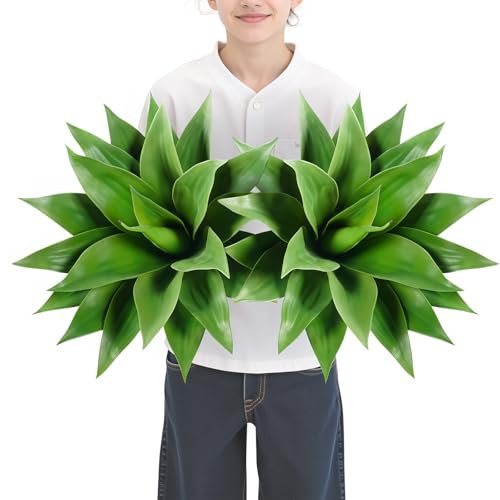 Velener Juego de plantas artificiales de agave de 22 pulgadas, plantas estéticas sintéticas para decoración del hogar, plantas de agave falsas realistas resistentes a los rayos UV sin maceta, juego de