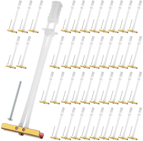 Oungy 40pcs Wall Anchors, 6.7inch Hollow Anchor with 3/16-24 Bolt, Snap Toggle Drywall Anchors for Drywall Heavy Duty, Tv Mounting Kit, Holds Up to 240 Lbs