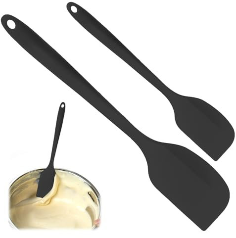2 PCS Set Di Spatole In Silicone, Colore Nero, 29 cm e 21 cm, Antiaderenti E Resistenti Al Calore Fino A 315℃, Ideali Per Mescolare, Raschiare E Servire
