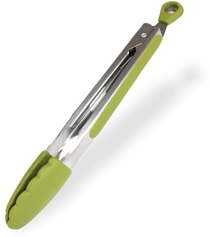 Fackelmann Pinza multiuso da cucina, con punte in silicone antistatico, pinza per preparare e servire, resistente al calore, dimensioni 28 cm, Linea Oliva