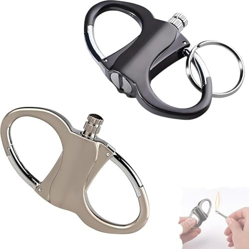 LexTex Briquet Porte Clés, Allumettes étanches, Kit D'allumage d'urgence Portable for L'alpinisme, Kit D'allumage de Feu en Pierre et Acier for Camping, Voiture et Maison(Black+Silver)