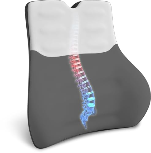 Pmueuff Cojin Lumbar para Aliviar el Dolor en la Parte Baja de la Espalda, Almohada Lumbar Transpirable de Espuma Viscoelástica Ergonómica, Almohada Lumbar para Dormir y Silla de Oficina