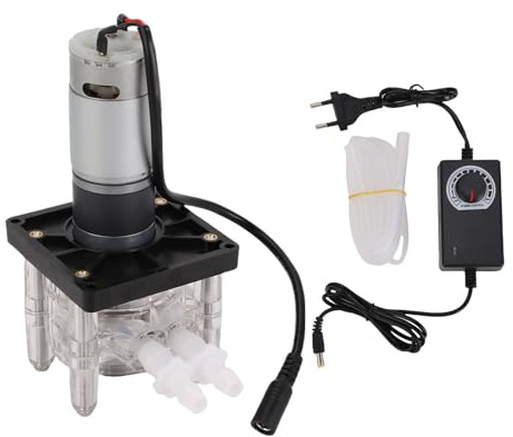 Fafeicy Peristaltisk Pump Högflödeshastighet Justerbar Hastighet DC Borstad Motor 200 3000ml Min Lab Vätskedoseringspump för Akvarieanalys (EU)
