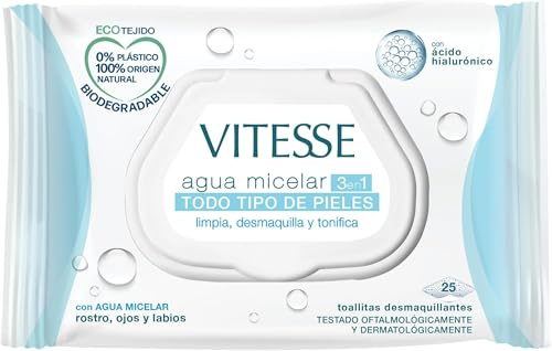 VITESSE Toallitas Desmaquillantes - Agua Micelar (25 Unidades) (Paquete de 5)