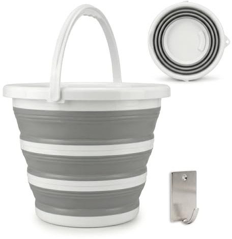 Cubo Plegable 10L de Silicona con Asa, Cubeta Plegable Compacta