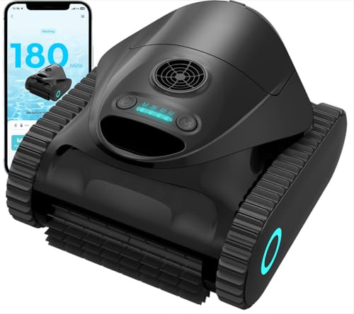 BRINBO 2026 C1 Robot Piscina Limpiafondos y Paredes, Autonomía 180 min, 3 Motores, Succión Potente, Control por App,Doble Filtración, Robot Limpiafondos Piscina Inalámbrico 150㎡,Nero