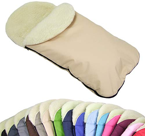 Rawstyle UNIVERSAL Winterfußsack für Babyschale LAMMWOLLE & FLEECE z.B: Maxi-Cosi, Römer etc. *8 FARBEN* Wintersack Fußsack Wolle NEU (Wolle Beige)
