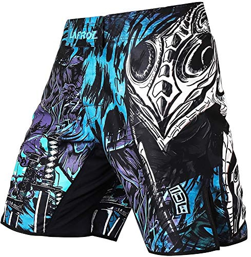 LAFROI - Pantaloni da MMA, boxe, cross training e altri sport da combattimento, con coulisse e tasca, QJK01, Commander,L