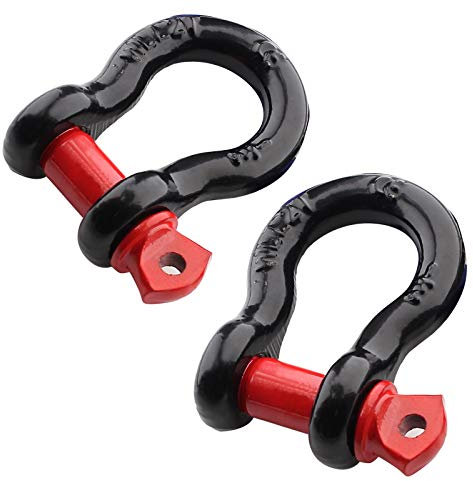 Qjaiune 2 grilletes de 1/2 pulgadas, grillete D resistente 5,4 toneladas (12000 libras) Máxima resistencia a la rotura, capacidad de 2 toneladas (4409 libras)