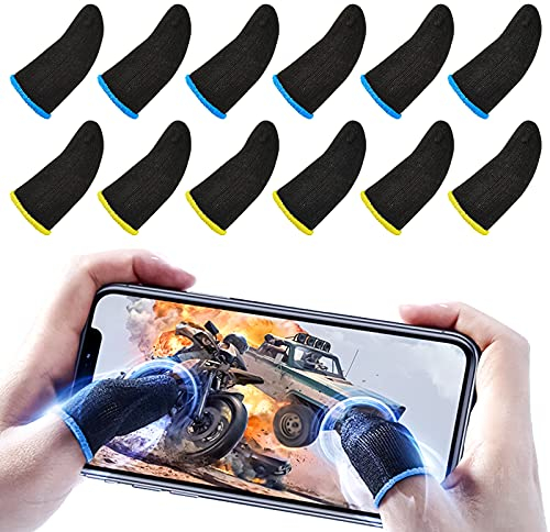 Newseego PUBG Mobile Game Finger Sleeves,[12 Pack] Mobile Finger-Daumen-Hülse Touchscreen Fingerhülle Atmungsaktive,Schweißempfindliche Schieß- und Zieltasten für Überlebensregeln/Messer heraus