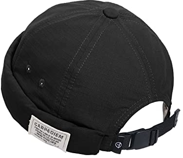 Clakllie Cotton Docker Cap Sommer Seemannsmütze Brimless Skullcap Adjustable Hafenmütze Bikermütze Rolled Cuff Harbour Hat,GD43-Black
