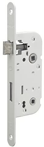 Serrure à Encastrer A40 NF à Condamnation - Têtière Bout Rond - Coffre Acier Embouti - Livré avec 1 Clé, 6 Variures - Made in France - Finition Époxy Blanc Granité - THIRARD