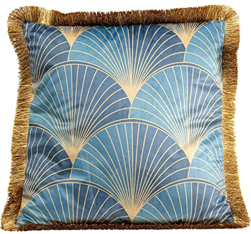 Kare Design Cuscino Leaves Fringe, oro, 45x45 cm