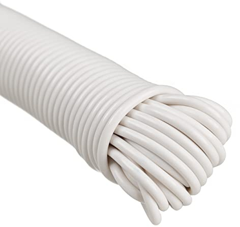 West Coast Paracord’s Plastic Coated Clothesline – Synthetic Fiber Core – All Purpose Laundry Line Dryer Rope – Strong and Durable – Crafting and DIY Projects- (5/32 Inch, 100 FT) White
