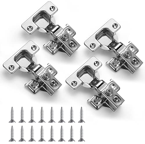 Evanda Bisagras para armario, 4 Paquete de bisagras de acero inoxidable de cierre suave, para la bisagra de la puerta del gabinete de cocina, con tornillos de montaje
