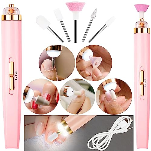 Professional Nail Drill - Rechargeable 5 in 1 Electric Nail Files with Manicure and Pedicure Accessories - Electric Nail File Kit for Nail Salon and Home DIY (Men and Women)