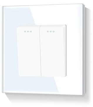 LIAONFOY 2 Fach 1 Weg Lichtschalter Glasrahmen Tasten Schalter Ein Aus Schalter Knopf steuerung Wandschalter Unterputz Weiß 110-250V 86mm