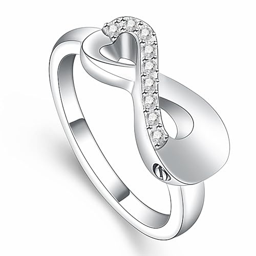 VCCWYQK Anillo de Cremación de Amor Infinito para Cenizas de Acero Inoxidable, Anillo Recuerdo para Mantener las Cenizas de los Enamorados, Medallón de Urna, Joyería Conmemorativa para Mujeres, 10