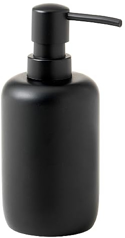 Gedy Brenda Dispensador de jabón, Resina, Negro Mate, 9,2 x 7 x 16,3, Capacidad de 350 ml