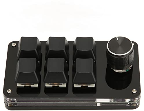Elprico Mini Tastierino a 6 Tasti, Manopola Programmabile, Tastiera da Gioco Meccanica con Una Sola Mano perMac OSU, Design Portatile, Ampie Applicazioni