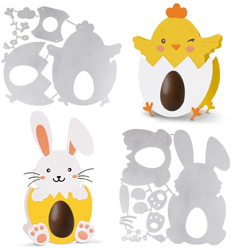 COLOFALLA 2 Set Stanzschablonen Ostern Eier Boxen Prägeschablonen Osterhase Küken Cutting Dies für DIY Scrapbooking Boxen Karten Handwerk Party Deko DIY Basteln Stanzen Geschenkbox