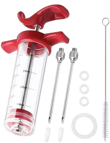 NyxSeat 2 siringa per marinata con 1 spazzola per la pulizia, siringa per marinata in plastica, siringa per tacchino, siringa per spezie da 30 ml, adatta per grigliare, arrostire, arrostire di