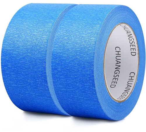 CHUANGSEED 2Pack Painters Tape 48mmx50 m Blue Masking Tape Bulk - Sharp Edge Line Technology, Produces Sharp Lines Residue-Free and Artisan Grade Wall Trim Tape (Blue, 48mm x50m-2Pack)