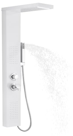 JOIEYOU Pannello doccia in acciaio inox spazzolato, per doccia e bagno (bianco)