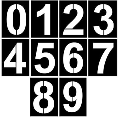 FSSTUD 10 Stück 0–9 große Zahlenschablonen-Set aus Kunststoff, Zahlenmalvorlagen, Briefkasten, Adressnummern, Zahlen, Sprühmalerei-Schablonen, wiederverwendbare Zahlenschablonen für Holzwand, 20,3 cm