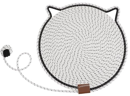CAPASTEC Kattboll katt klösmatta katt katt bomull rep klösmatta för katter, horisontell rund klösmatta för katter, möbelskydd vit 50 cm