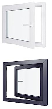Ventana de PVC bicolor – Triple acristalamiento – Tirante izquierdo – Blanco y antracita. – LxH: