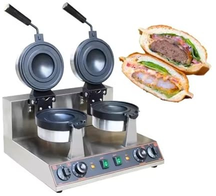 UFO Commercial Electric Burger Press Maker - Adjustable Temperature 50-300℃ for Hamburgers, Panini & Ice Cream Waffles, Non-Stick Electric Grill
