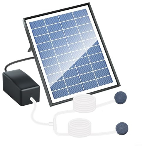 Vilgftyiet Pompe à air de bassin à énergie solaire 6 W 10 V Système d'aérateur d'eau extérieur avec panneau solaire pour bassin à poissons, aquarium, fontaine de jardin, réservoir hydroponique