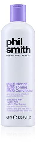 Phil Smith Professional Blonde Toning Conditioner - Purple Conditioner for Blonde, Silver & Highlighted Hair - Brightens Tone & Enhances Shine - 400ml