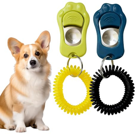 Juhuifu 2 fischietto ad ultrasuoni per cani, Clicker per addestramento per cani, Clicker Training per animali con frequenza regolabile (con cordino), per cani, gatti, uccello, coniglio (verde salvia